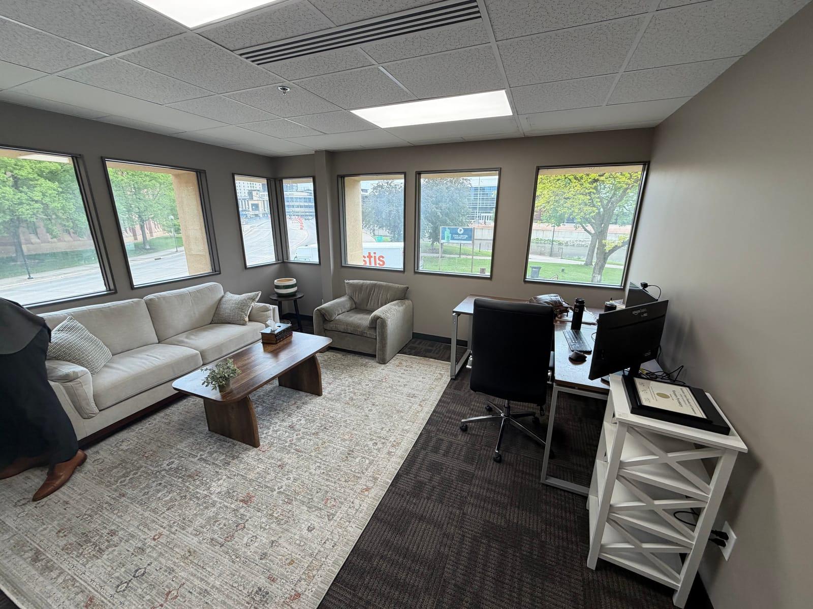 A furnished private office at The Hub on 3rd